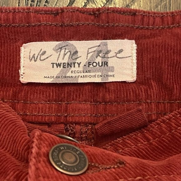 Free People We The Free Rust Red Button Front Corduroy Mini Skirt Size 24 - Picture 5 of 7